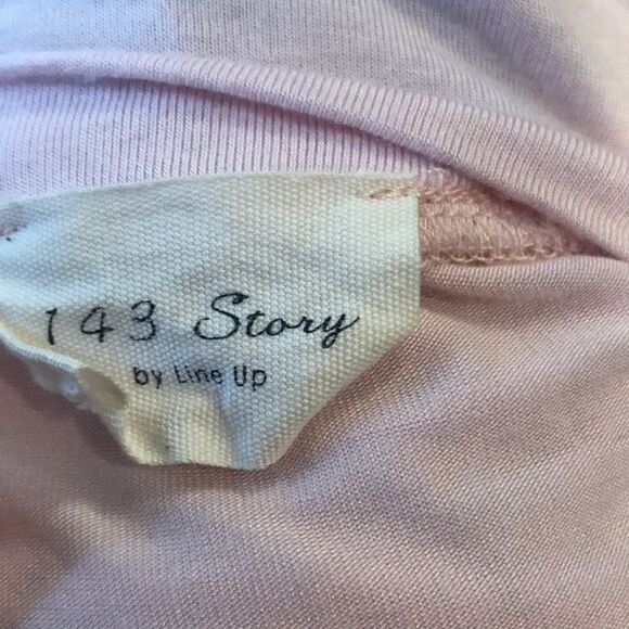 143 Story pink/tan colorblock twisted hem top, S - Picture 5 of 5